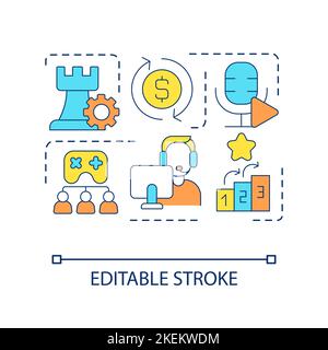Become game streamer loop concept icon Stock Vector