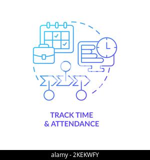 Track time and attendance blue gradient concept icon Stock Vector