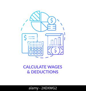 Calculate wages and deductions blue gradient concept icon Stock Vector
