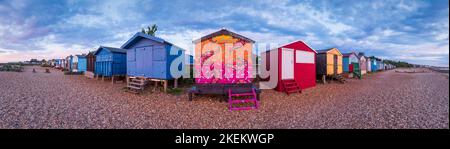 Beach huts on the North Kent Coast at Whitstable, Kent Stock Photo