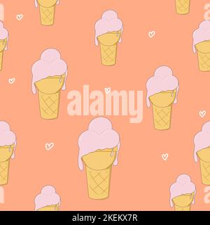 a seamless pattern with delicious ice cream Stock Vector