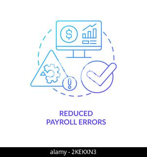 Reduced payroll errors blue gradient concept icon Stock Vector