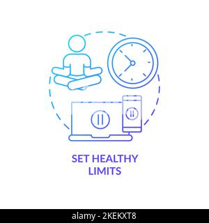 Set healthy limits blue gradient concept icon Stock Vector