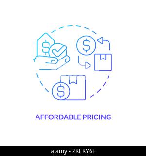Affordable pricing blue gradient concept icon Stock Vector