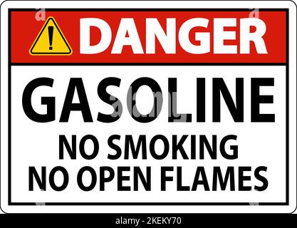 Danger Sign Gasoline ,No Smoking, No Open Flames Stock Vector