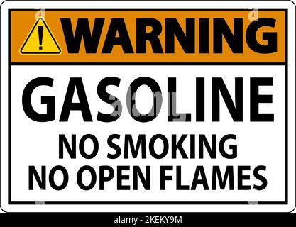 Warning Sign Gasoline ,No Smoking, No Open Flames Stock Vector