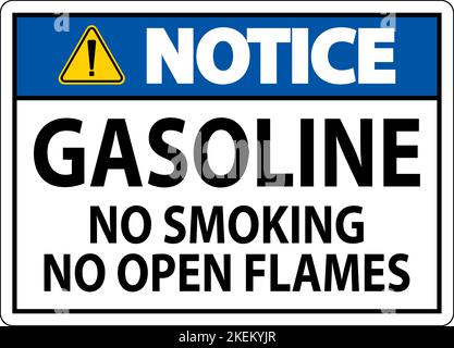 Notice Sign Gasoline ,No Smoking, No Open Flames Stock Vector