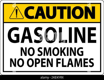 Caution Sign Gasoline ,No Smoking, No Open Flames Stock Vector