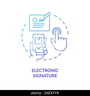 Electronic signature blue gradient concept icon Stock Vector
