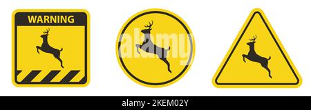 Deer Crossing Sign On White Background Stock Vector
