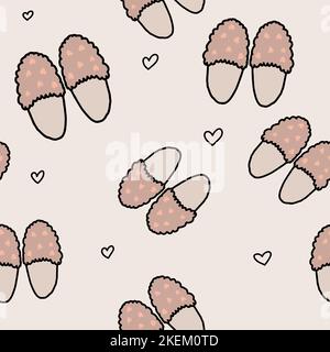 cozy warm house slippers, a seamless pattern Stock Vector