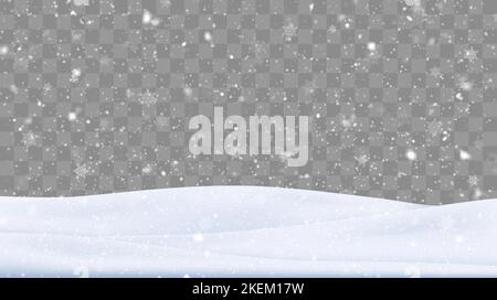Snow background with many snowflakes. Winter backdrop. Vector illustration Stock Vector