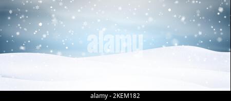 Snow background with many snowflakes. Winter backdrop. Vector background Stock Vector