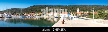 Panorama of Veli Iz on the island of Iz in Croatia. Stock Photo