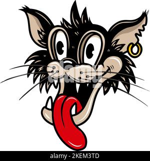 Illustration of cool cartoon cat. Design element for poster, t shirt, sign. Vector illustration Stock Vector