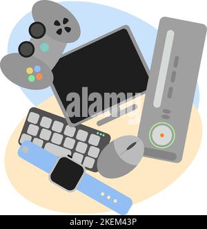 Game equipment, joystick and console and mouse Stock Vector