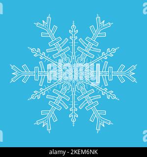Snowflake sketch vector on light blue Stock Vector
