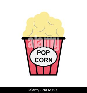 Popcorn food design icon, web corn box snack flat vector illustration element . Stock Vector
