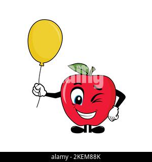 Red apple fruit cartoon character vector Stock Vector