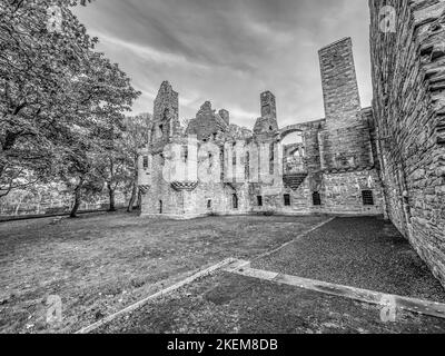This is the 15th century ruins of the Bishop's and Earl's Palace near St Magnus's cathedral in Kirkwall on Orkney, built by Patrick Earl of Orkney