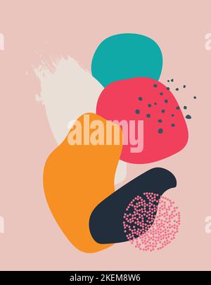 Abstract background. A set of hand-drawn various shapes and leaves, spots, dots and lines. Stock Vector