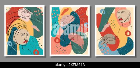 An abstraction set with a face and hands. Stock Vector