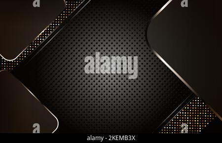 realistic luxury black background, with metal gradients and overlapping shapes Stock Vector