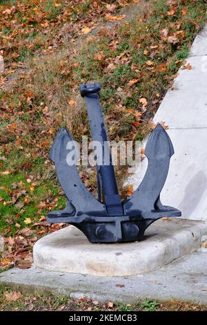 Museum exhibit, old ship anchor Stock Photo