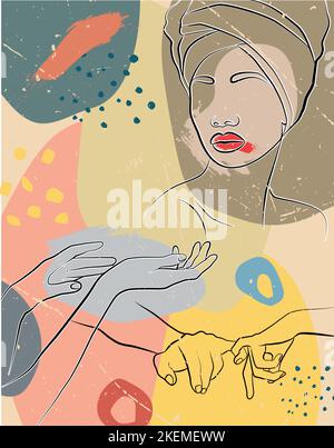 An African woman. A beautiful woman in one line. Stock Vector