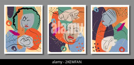 An abstraction set with a face and hands. Stock Vector