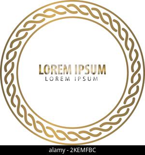luxury gold frame circle illustration, with patterned elements and transparent background Stock Vector
