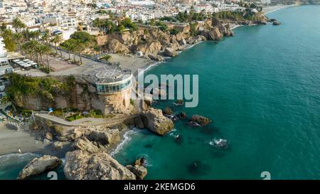 panoramic view of the municipality of Nerja in the coast area of the Balcony of Europe, Spain Stock Photo