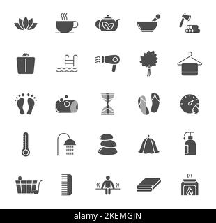 spa and sauna silhouette vector icons isolated Stock Vector