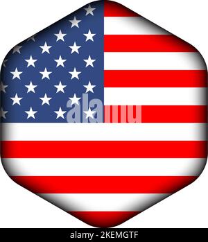 american flag icon polygon vector illustration, badge with embossed or 3d effect Stock Vector