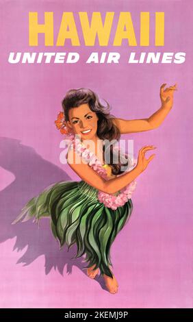 UnitedAirlines ユナイテッド航空　ハワイマウイ島ビンテージポスター Hawaii United Air Lines 1967 tHawaiiana poster | Advertising
