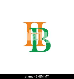 letter bh colorful simple overlap logo vector Stock Vector