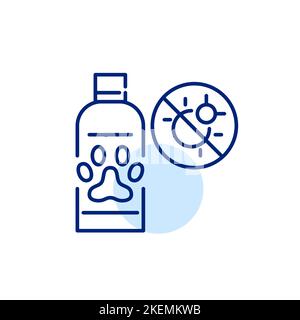 Anti flea pet shampoo. Pixel perfect, editable stroke line icon Stock Vector