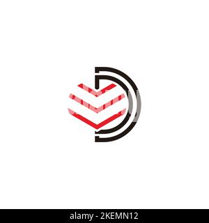 letter d down arrow pointer stripes logo vector Stock Vector