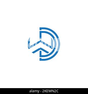 letter wd stripes geometric line logo vector Stock Vector