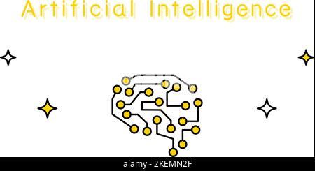 Image of AI, electronic circuits in the shape of a brain Stock Vector