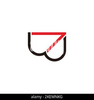 letter wj arrow thin line geometric logo vector Stock Vector