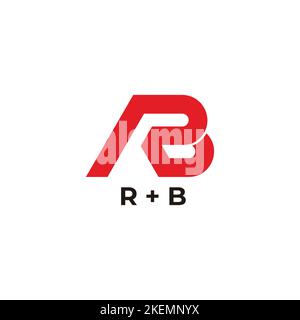 letter rb red geometric line simple logo vector Stock Vector
