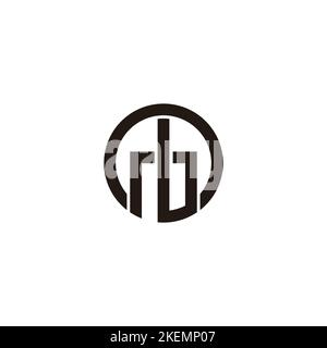 letter rb circle geometric linear logo vector Stock Vector