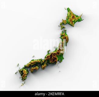 Relief map of Japan with shaded relief Stock Photo - Alamy
