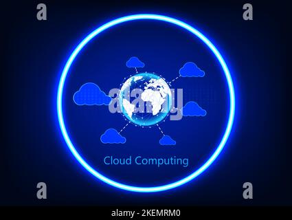 Vector illustration concept cloud computing Hi Technology style  background text digital technology vector illustration Stock Vector