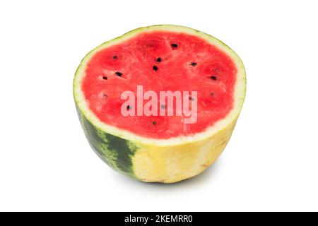 Sliced half of red ripe watermelon isolated on white Stock Photo