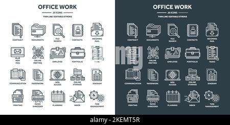 Business and office work, planning and scheduling. Daily schedule, employees, working day. Office tools and stationery supplies, documents, paperwork Stock Vector