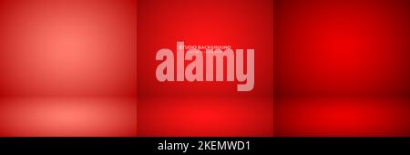 Empty red studio abstract backgrounds with spotlight effect. Product showcase backdrop. Stage lighting. Vector illustration Stock Vector