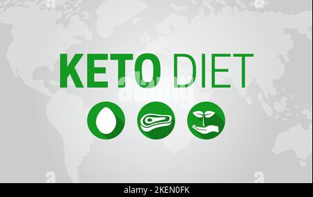 Keto Diet Background Illustration Banner with Egg, Meat and Plant Icons Stock Vector