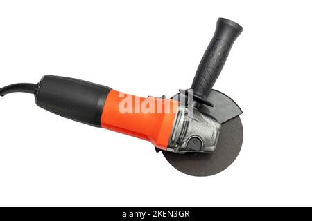 Angle grinder with abrasive disk isolated on a white background Stock Photo